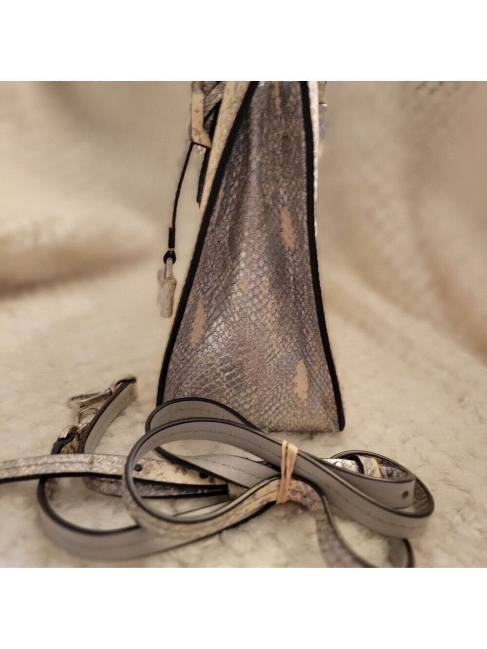 Michael Kors Metallic Faux Snakeskin Purse Crossbody Animal Print - Picture 9 of 13
